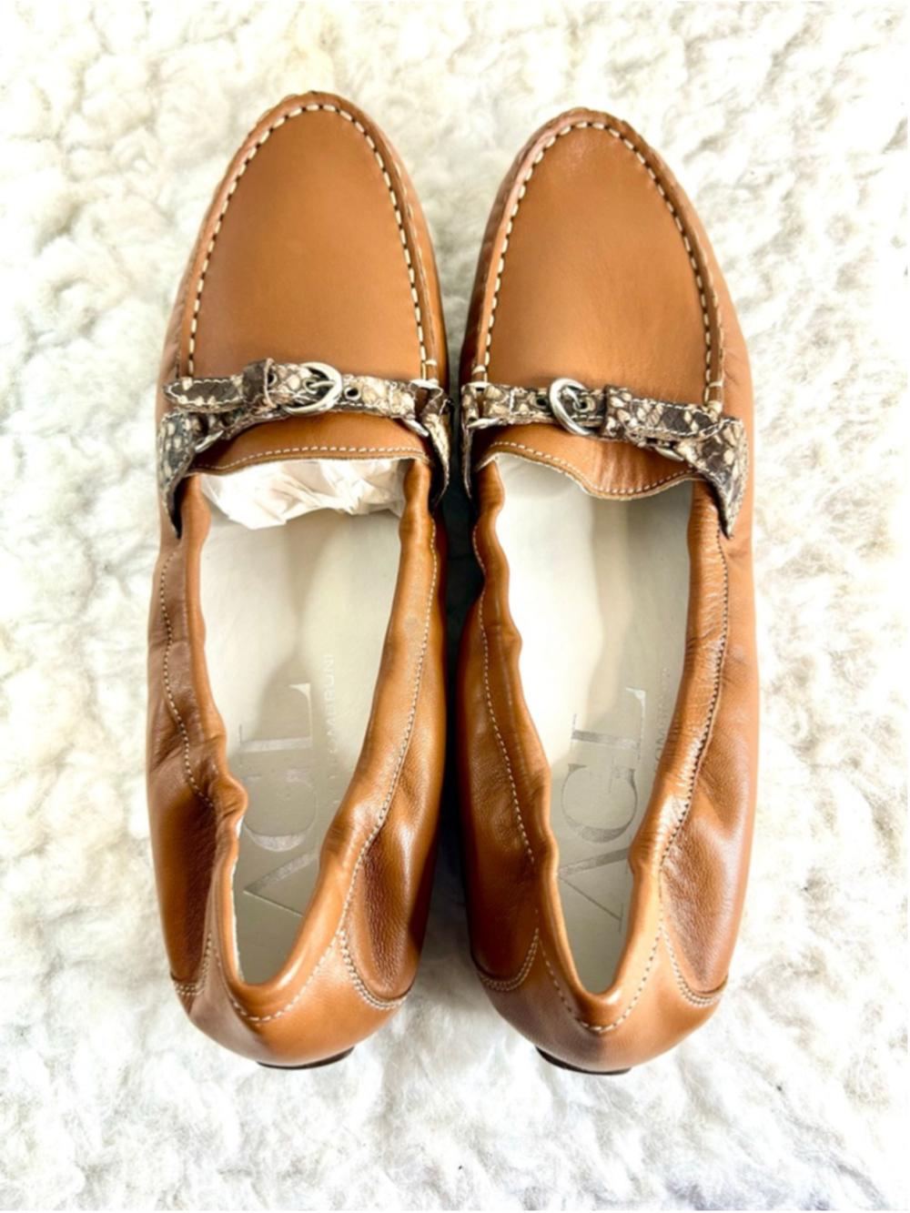 AGL Attilio Giusti Leombruni tan leather flats women size 40.5/10.5 - Picture 2 of 7